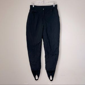 VINTAGE UNBRANDED WOMENS BLACK STIRRUP BOTTOM OUTDOOR SNOW PANTS SIZE LARGE